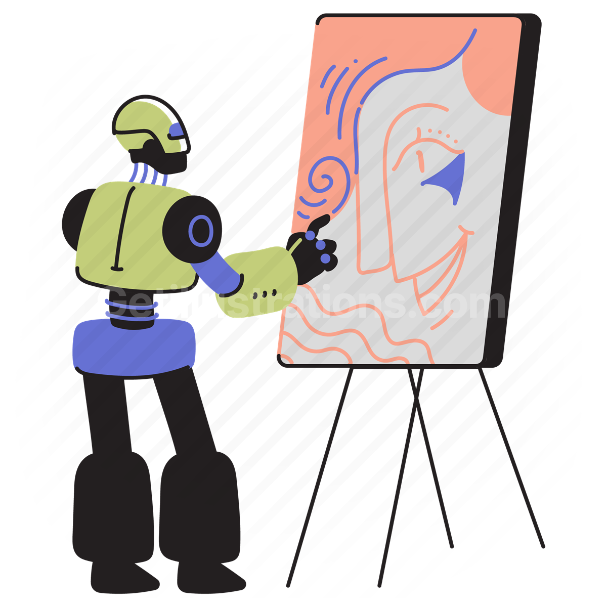robot, robotic, ai, artificial intelligence, art, painting, graphic design